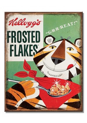 Affiche Murale En Métal Kellogg's Frosted Flakes - Tony Tiger Grrreat! 40 x 31.5 CM